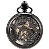 ManChDa Orologio da tasca meccanico antico fortunato Dragon & Phoenix (migliori auguri) quadrante scheletro con catena per uomini e donne + cofanetto, 4.nero, Secondi D'oro