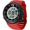 Forrader Orologio sportivo digitale da uomo, impermeabile, tattico, con retroilluminazione a LED, sveglia, data, orologio militare da uomo, rosso/bianco.