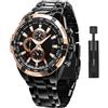 Shoonlo Orologio da uomo da 3 ATM impermeabile, orologio automatico da uomo con indicatori luminosi, orologio in acciaio inossidabile con cinturino regolabile, orologio analogico per il controllo del tempo