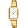 Casio LTP-V009G-7E - Orologio da donna rettangolare in acciaio inox, quadrante bianco, quadrante dorato, movimento al quarzo, Oro