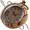 CASOTA Orologio da taschino vintage al quarzo Orologio da taschino antico in legno di bambù fatto a mano vintage con ciondolo da uomo a catena e confezione regalo (Color : Light Brown)