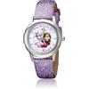 Disney Orologio Frozen per ragazze 4-7 - Principessa con quadrante personaggio - Ottimo regalo per bambini - Lunetta argento e cinturino in pelle viola scintillante - Acquista e ottieni 1 orologio
