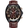 CURREN Orologio da uomo con cinturino in pelle, classico, casual, in acciaio inox, impermeabile, cronografo, data, orologio analogico al quarzo, Nero/Oro, Classico