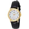 Casio 19367 MTP-1095Q-7B - Orologio da uomo al quarzo, cinturino in pelle nera quadrante bianco, Nero, striscia