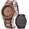 LMWOOD Orologio in legno personalizzato per uomo con incisione, movimento al quarzo giapponese e lancette luminose
