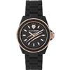 Philipp Plein Plein Sport - Orologio analogico da donna, al quarzo, in plastica, Nero/Nero-oro rosa-Pshba1623, Bracciale