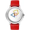 Aristo - Orologio da polso da donna in stile Bauhaus in diverse combinazioni di colori - 100 anni Bauhaus Jubliäum - Made in Germany, Bianco con nastro rosso, cinghia
