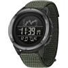 Forrader Orologio digitale da uomo, con cronometro, impermeabile, con cinturino in nylon/silicone, orologio da polso militare con retroilluminazione a LED, sveglia, conto alla rovescia, data, Verde,