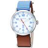 Nautica Men's 40mm Multicolor Leather Band Brass Case Quartz White Dial Analog Watch NAPWLS904