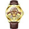 daxiaoyu Orologio da polso da uomo, con doppio tourbillon, con doppia lancetta dei secondi, con intarsio in zircone, completamente automatico, design unico, Marrone dorato., Lusso