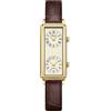 ALANTOP Orologio da polso da donna, vintage, rettangolare, doppio fuso orario, impermeabile, al quarzo, analogico, con due quadranti, numeri romani e arabi, cinturino in pelle per viaggi e affari, Oro