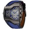 Haonb Orologio Uomo Moda Grande Quadrante Doppio Movimento Orologio Al Quarzo Stile Punk Pu Cinturino