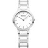 BERING 30329-754 Orologio da polso al quarzo da donna, cassa in acciaio inox color argento da 29 mm, quadrante bianco, cinturino in acciaio inox con elementi in ceramica, 5 ATM