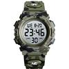 SKMEI Orologio Da Polso Per Bambini Digitale Mimetico Con Allarme LED, Impermeabile Fino A 50 M, Sportivo, Per Ragazzi, Verde Militare Mimetico, Cinturino