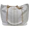 Laura Biagiotti Borsa a Spalla Donna con Catena, Pelle Sintetica in parte Traforata, Dimensioni 34x26x14 cm Art. LB25S-257-2 LINEA REBERLY (BIANCO)