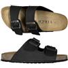 VIRGO FIRENZE Ciabatte Uomo con 2 Fasce Regolabili, Sandali Made in Italy con Plantare in Vera Pelle Anatomico - Comfort per Tempo Libero e Passeggiate, nero, 44