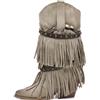 IF Stivali Texani da Donna Western Cowboy Cowgirl in Camoscio Sintetico con Borchie e Frange Rimovibili a 3 Strati Tacco Medio Stile Camperos GA053 Nero N.38