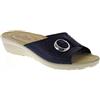 Fly Flot T4A52 2E Blu Ciabatte Made in Italy Fibbia Regolabile Sottopiede Vera Pelle ANATOMICO ANTISCHOK Antiscivolo AUTOMODELANTE Zeppa 3 CM