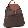 Hexagona POP -Zaino - per Donna - Collezione POP - Testa di moro - in Nylon - 2 tracolle regolabili e 1 manico non regolabile - Zaino borsa a mano -Donna, Marron Foncé, L : 26 x h : 29 x P : 9 cm -