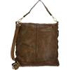 Campomaggi Pelle borsa a tracolla borsa shopper Shopping Bag Verde Militare marrone