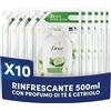 Dove, Sapone Liquido Mani, Ricarica Sapone Liquido Mani, Go Fresh, Rimuove con Efficacia Sporco e Batteri, con +5 Agenti Idratanti, Formula 99% Biodegradabile, 10 pezzi da 500ml