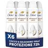 Dove Deodorante Spray Advanced Care Go Fresh Cocco e Fiori di Gelsomino, Formula Idratante e Delicata sulla Pelle, Senza Alcol, Pelle Asciutta Fino a 72 Ore, Deodorante Uomo e Donna, 6 Pezzi da 150ml