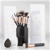 Niré Beauty Set Pennelli Make up Professionali 15 Pezzi: Pennelli Trucco Vegani, Blender, Porta Pennelli, Pulitore Pennelli Trucco, Guida e Box Regalo