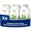 Dove, Sapone Liquido Mani Rinfrescante, Sapone Detergente Mani Idratante, Rimuove con Efficacia Sporco e Batteri, con +5 Agenti Idratanti, Formula 99% Biodegradabile, 6 pezzi da 250ml