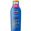 Beiersdorf NIVEA SUN Protezione e cura, lozione solare SPF 30, protezione solare impermeabile con vitamina C e acido ialuronico, protezione solare ad assorbimento rapido per 48 ore di umidità senza pellicola