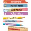 melu kids® Etichette Adesive Personalizzate per Scuola (75, Arcobaleno) | Adesivi Personalizzabili per Penne, Matite e Cancelleria, Resistenti all'Acqua e Lavastoviglie, Etichette Adesive Scuola Nome