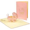 LINPOPUP LIN - Pop Up 3D Biglietto di auguri per la nascita di una bambina, Carrozzina, (#90)