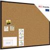 ALLboards Lavagna in Sughero con Cornice Nero in Legno 120x90cm, Bacheca Sughero per Puntine Spille Memoboard