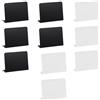 SagaSave 10 pezzi di mini lavagne acriliche, 100 mm x 75 mm a forma di L, lavagna piccola cancellabile per messaggi, da tavolo, ideale per buffet, matrimoni, feste (nero+bianco)