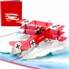 design3dkarten® Aeroplano, Triangolo, Fokker Dr.I, modello Baron rosso, aereo da caccia, pilota, biglietto pieghevole 3D, biglietto pop-up, biglietto di auguri, biglietto regalo