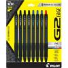 PILOT, G2 Edge, penne a sfera in gel di alta qualità, colore nero, blu e rosso, esperienza di scrittura sensoriale, scatola da 8 carati, punta fine 0,7 mm