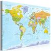 murando - Lavagna Di Sughero con Puntine - Bacheca Mappa Mondo 120x80 cm | 1 Pezzo, Bacheche in Sughero & Quadro su tela in un Uno, Decorativo per Parete, Lavagna per le Note Ufficio, Produzione EU
