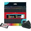 Faber-Castell - Matite colorate Blackwood, Black Edition, confezione da 50, colori vivaci con morbido striscio, legno nero (set da 50) con astuccio e gomma Edition Dust-free