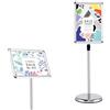 RELAX4LIFE Espositore da Terra per Poster con Cornice a3/a4 in Plexiglass, Altezza Regolabile e Basa Rotonda Girevole a 360° (1, A3-Argento)