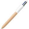 DLM Direct BIC - Penna a 4 colori effetto legno, design legno, penna retrattile multicolore con quattro inchiostri vivaci assortiti, penne multicolori, tutto in uno, per scuola, ufficio e codifica a colori