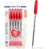 Pryma Penna a Sfera Start 1 mm - Confezione da 5 Pz - Penne a Sfera per Scuola, Ufficio e Casa (Rosso, Rosso)