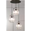 Illuminando GRETA SOSPENSIONE ROTONDA 3 LUCI IN VETRO RIGATO AMBRA O TRASPARENTE D20 CM LAMPADINE ATTACCO E27