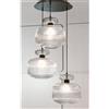 Illuminando GRETA SOSPENSIONE ROTONDA 3 LUCI IN VETRO RIGATO AMBRA O TRASPARENTE D30 CM LAMPADINE ATTACCO E27