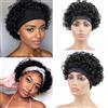Huarisi Short Curly Pixie Cut Wigs for Women Human Hair Black Headband Bob Wig Glueless None Lace Wear and Go 1B Natural Looking 6 inch Breathable Bouncy Curls Daily Use