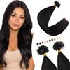 Elailite Extension Cheratina Capelli Veri 200 Ciocche #1B Nero Naturale, 100g Remy Human Hair Indiani 40cm Pre-bonded Keratin Hair