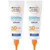 Garnier Ambre Solaire Sensitive Advanced Serum Siero Solare Protettivo per Viso e Corpo SPF 50+ Ipoallergenico per Pelli Sensibili Resistente all'Acqua 2 Flaconi da 127ml