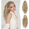 RUWISS Coda Capelli Extension con Pinza, Coda Finta Capelli Ricci 35 cm Coda Capelli Extension Ondulate Sintetici Coda di Cavallo per Donne (Biondo Cenere Scuro)