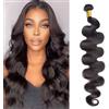Huarisi 24 Inch Body Wave Bundles Human Hair Weave, 1 Bundle Brazilian Body Wave Hair Bundles for Black Women, 10A Brazilian Wavy Hair Extensions Weft 100g Natural Color Sew in