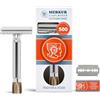 Merkur 500C Antico, Cromo/Ottone Lucido, Rasoio Premium in 2 Pezzi, Ideale per Rasatura Bagnata, Zinco Pressofuso, Manico in Ottone, Made in Germany