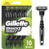 Gillette Mach3 - Rasoi sensibili da uomo, usa e getta, testa girevole per una rasatura stretta e confortevole, 10 pezzi