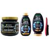 FEI FAN SET CARBONE MAGNETICO & Olio Di Semi Neri Di Nigella. Per Cute Grassa, Lunghezze Secche. Rimuove Immediatamente Le Impurità e Idrata 72H, Shampoo 250ml + Balsamo 200ml + Maschera 340ml + Spazzola